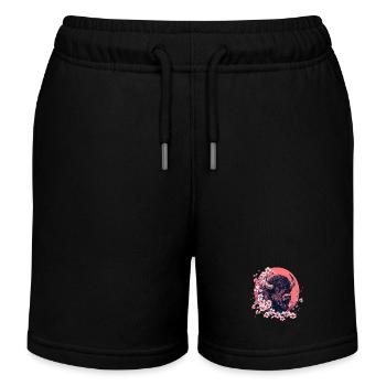 Bison en fleurs de cerisier - Short de jogging enfant bio Stanley/Stella - noir - Devant