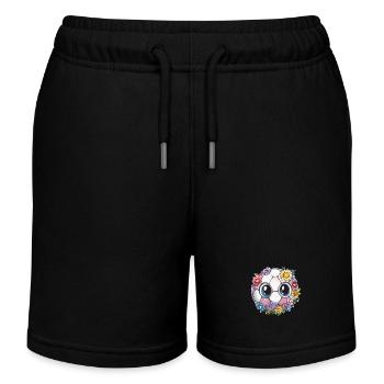 Football with flower eyes - Kids Organic Sweat Shorts by Stanley/Stella - black - Front