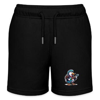 Ente Rock and Roll Gitarrist - Kinder Organic Joggingshorts Mini Bolter von Stanley/Stella - Schwarz - Vorne