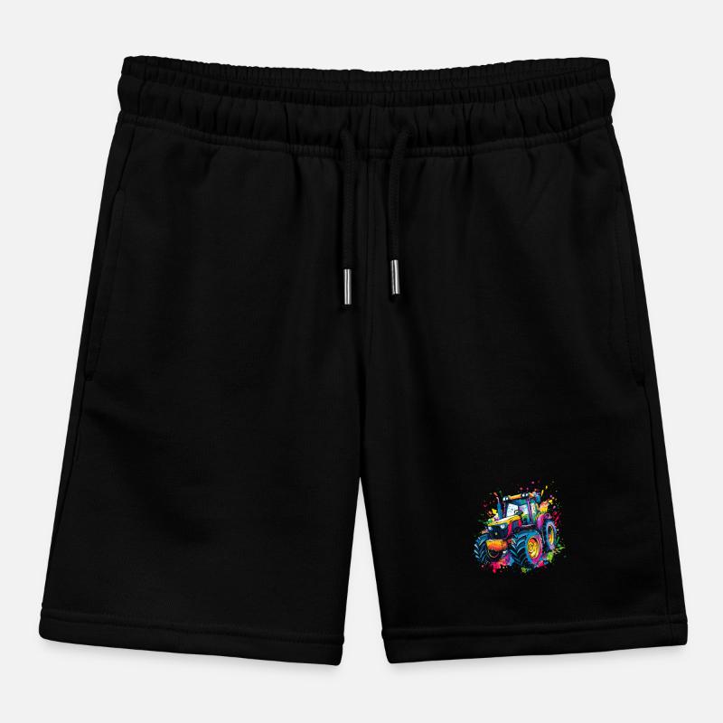 Bunter Traktor mit Farbklecksen Kinder Organic Joggingshorts Mini Bolter von Stanley/Stella