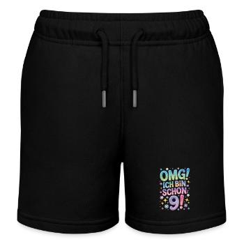 9. Geburtstag Mädchen OMG Ich Bin Schon 9 Jahre - Kinder Organic Joggingshorts Mini Bolter von Stanley/Stella - Schwarz - Vorne