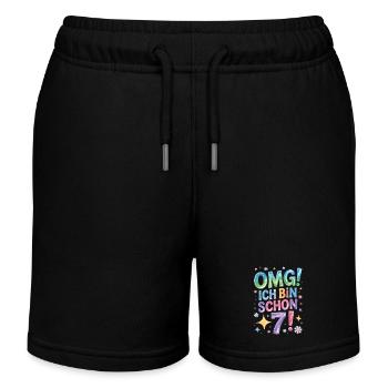7. Geburtstag Mädchen OMG Ich Bin Schon 7 Jahre - Kinder Organic Joggingshorts Mini Bolter von Stanley/Stella - Schwarz - Vorne