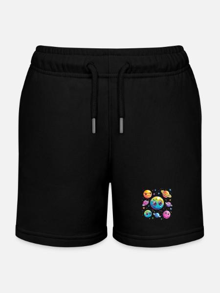 Süße Planeten im All - Kinder Organic Joggingshorts Mini Bolter von Stanley/Stella - Schwarz