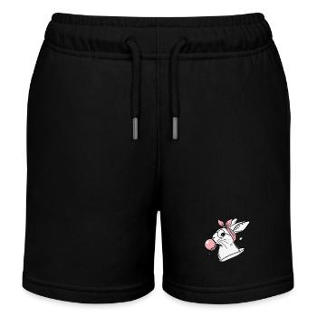 Easter bunny with bubble gum bubble in retro vintage - Kids Organic Sweat Shorts by Stanley/Stella - black - Front
