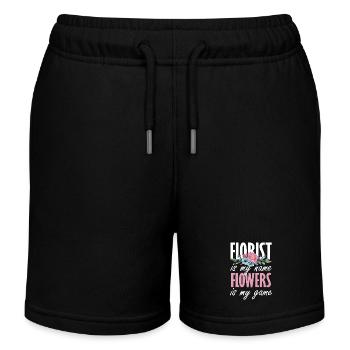Florist Ist Mein Name, Blumen Sind Mein Spiel - Kinder Organic Joggingshorts Mini Bolter von Stanley/Stella - Schwarz - Vorne