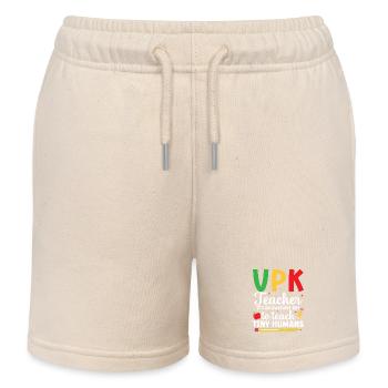 vpk teacher it's a great day to start with - Kids Organic Sweat Shorts by Stanley/Stella - soft Ecru - Front