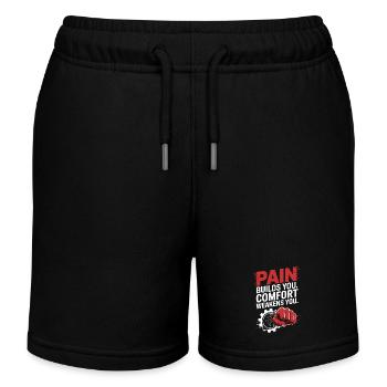 Pain Builds You Comfort Weakens You Mental Strength - Kids Organic Sweat Shorts by Stanley/Stella - black - Front