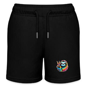 Sloth Peace Hippie Batik Style - Kids Organic Sweat Shorts by Stanley/Stella - black - Front