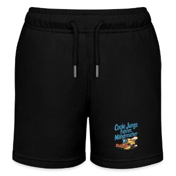 Cool guys driving combine harvester - Kids Organic Sweat Shorts by Stanley/Stella - black - Front