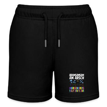 Aramsamsam am Arsch – Kita-Morgenkreis fällt aus - Kinder Organic Joggingshorts Mini Bolter von Stanley/Stella - Schwarz - Vorne