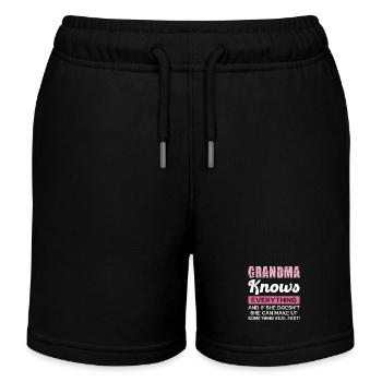 Grandmother knows everything and finds solutions - Kids Organic Sweat Shorts by Stanley/Stella - black - Front
