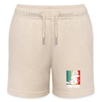 Astronaut Rocket Thirteen Retro Design - Kids Organic Sweat Shorts by Stanley/Stella - soft Ecru - Front