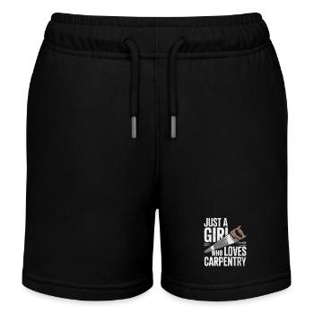 Just a girlwho loves carpentry - Kids Organic Sweat Shorts by Stanley/Stella - black - Front