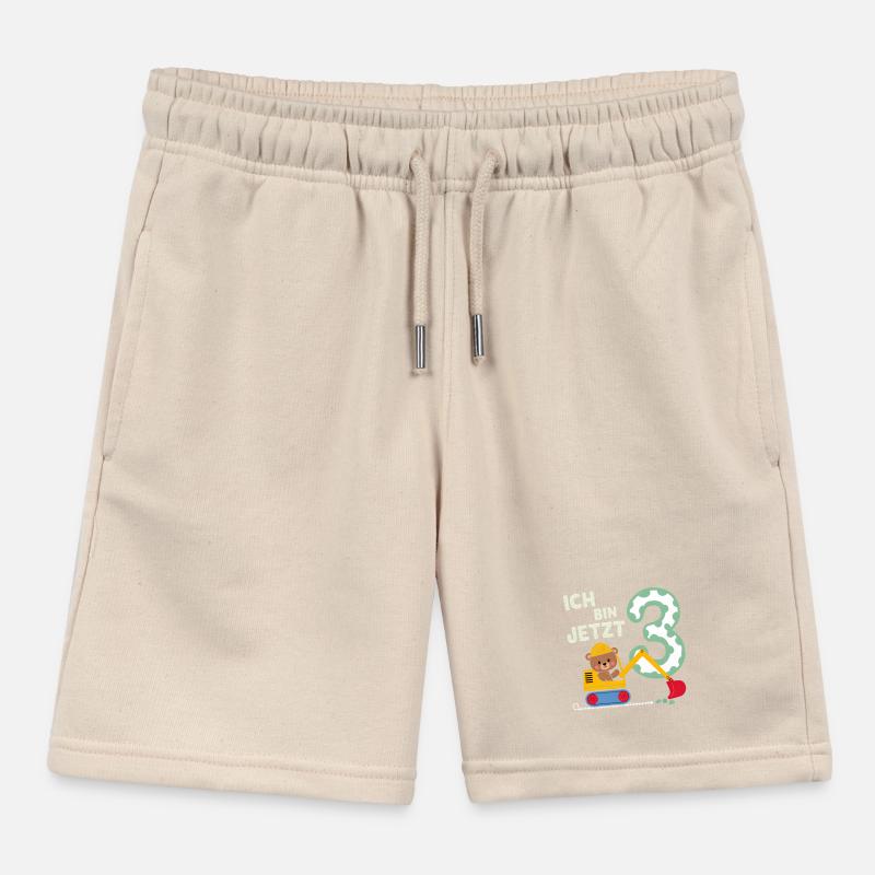 I'm Now 3 Bagger Bear 3rd Birthday Kids Organic Sweat Shorts by Stanley/Stella