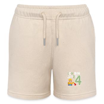 J’ai maintenant 4 ans Bagger Bear 4ème anniversaire - Short de jogging enfant bio Stanley/Stella - écru doux - Devant