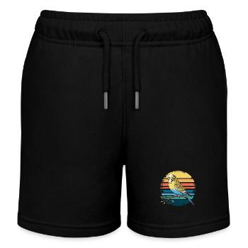 Perruche Perruche Rétro Coucher de soleil Vintage Perruche - Short de jogging enfant bio Stanley/Stella - noir - Devant
