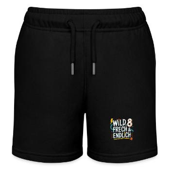 Sauvage, effronté et enfin 8 ans 8e anniversaire - Short de jogging enfant bio Stanley/Stella - noir - Devant