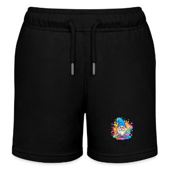 Bunter Regenbogen Zwerg - Kinder Organic Joggingshorts Mini Bolter von Stanley/Stella - Schwarz - Vorne