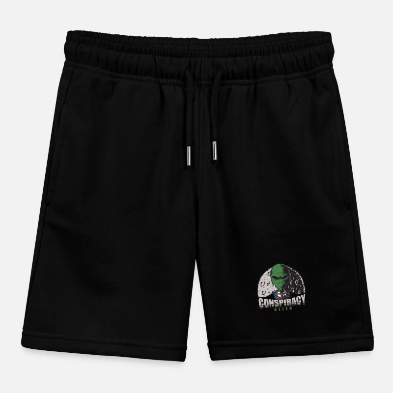 Alien Conspiracy Theory Design Kids Organic Sweat Shorts by Stanley/Stella