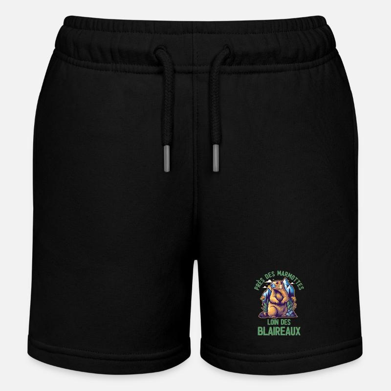 Humour marmotte - Short de jogging enfant bio Stanley/Stella - noir
