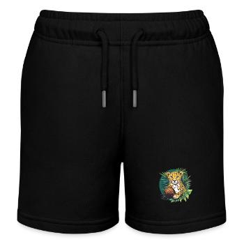 Cheetah with coconut - Kids Organic Sweat Shorts by Stanley/Stella - black - Front