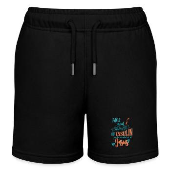 Diabetics All I Need Is A Little Bit - Kids Organic Sweat Shorts by Stanley/Stella - black - Front