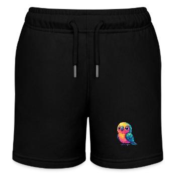 Colorful parrot cuddly - Kids Organic Sweat Shorts by Stanley/Stella - black - Front