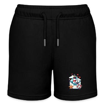 maritime mail - Kids Organic Sweat Shorts by Stanley/Stella - black - Front
