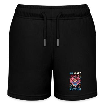 Mon cœur bat en rythme Ballet Girl - Short de jogging enfant bio Stanley/Stella - noir - Devant