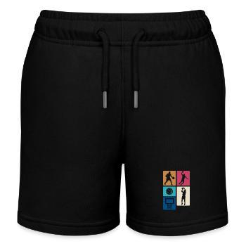 Basketball Retro Blocks – Sportliches Design - Kinder Organic Joggingshorts Mini Bolter von Stanley/Stella - Schwarz - Vorne
