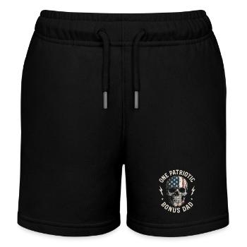Papa bonus avec drapeau tête de mort - Short de jogging enfant bio Stanley/Stella - noir - Devant