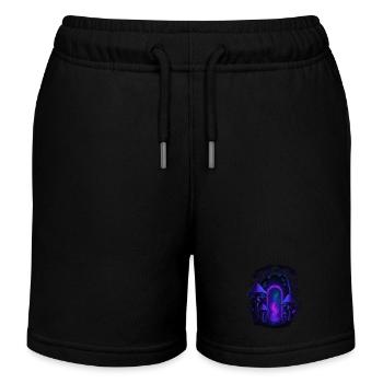 Psychedelic Mushroom Forest - Magic Portal - Kids Organic Sweat Shorts by Stanley/Stella - black - Front