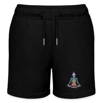 Skeletal Yoga - Chakra Meditation - Kids Organic Sweat Shorts by Stanley/Stella - black - Front