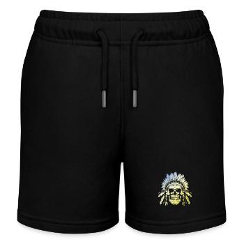Häuptling Skull - Kinder Organic Joggingshorts Mini Bolter von Stanley/Stella - Schwarz - Vorne