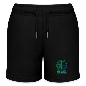 Eat Sleep Code Repeat Geek Design - Kinder Organic Joggingshorts Mini Bolter von Stanley/Stella - Schwarz - Vorne