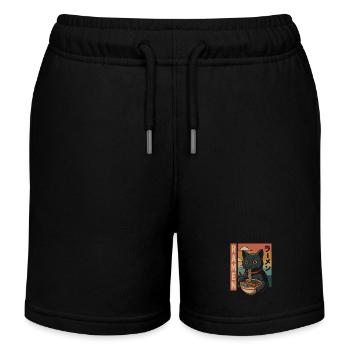 Ramen Katze Retro Japan Stil - Kinder Organic Joggingshorts Mini Bolter von Stanley/Stella - Schwarz - Vorne