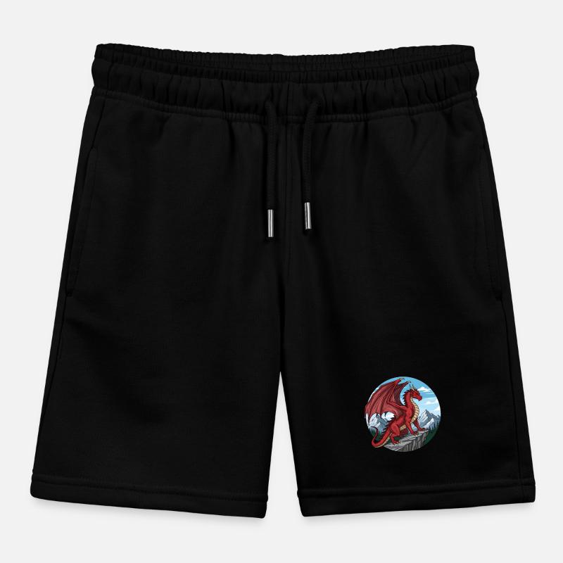Red Cliff Dragon Kids Organic Sweat Shorts by Stanley/Stella