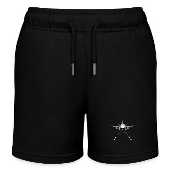 Avion sur piste – Travel Design - Short de jogging enfant bio Stanley/Stella - noir - Devant