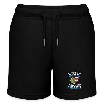 Schottland In Meiner Seele Amerika In Meinem - Kinder Organic Joggingshorts Mini Bolter von Stanley/Stella - Schwarz - Vorne