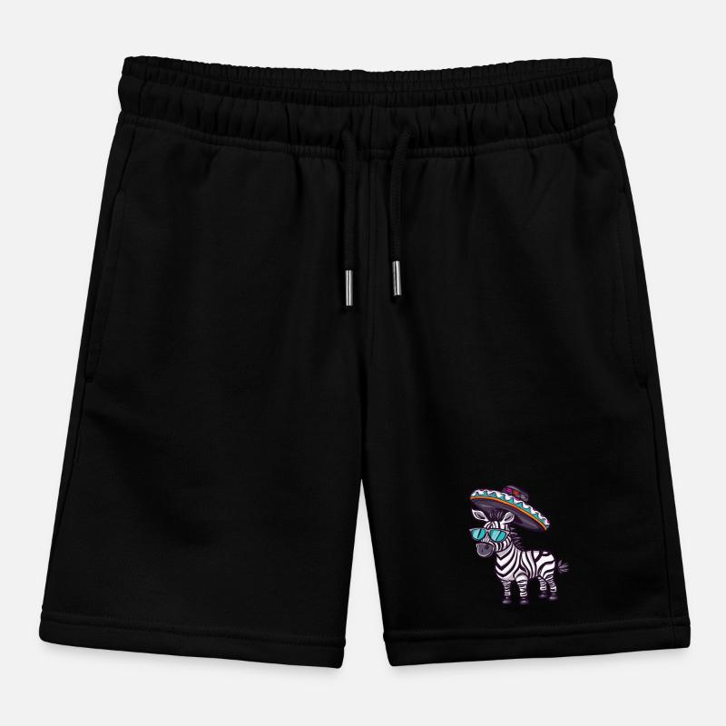 Zebra Comic Funny Sombrero Kids Organic Sweat Shorts by Stanley/Stella