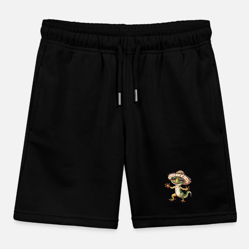 Lizard Comic Funny Sombrero Kids Organic Sweat Shorts by Stanley/Stella