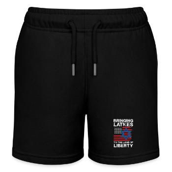 Bringing Latkes To The Land Of Liberty – - Kids Organic Sweat Shorts by Stanley/Stella - black - Front