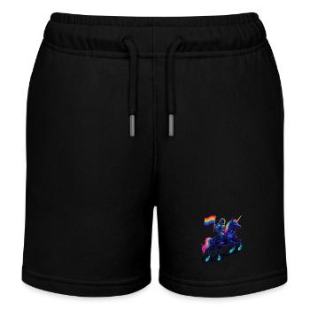 Astronaute sur licorne avec drapeau arc-en-ciel - Short de jogging enfant bio Stanley/Stella - noir - Devant