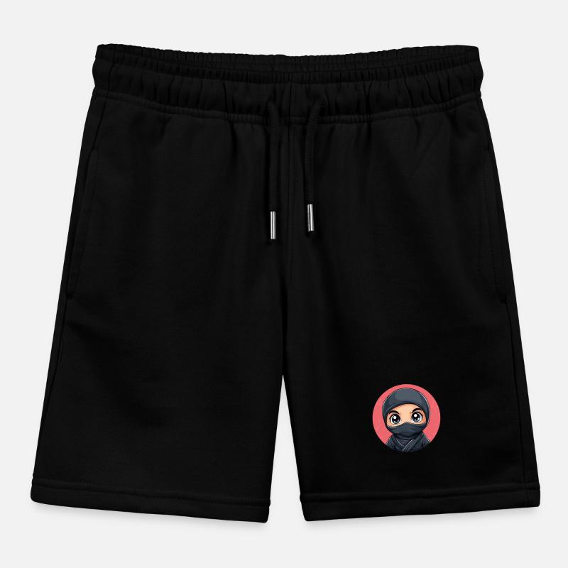 Ninja with big eyes Kids Organic Sweat Shorts by Stanley/Stella