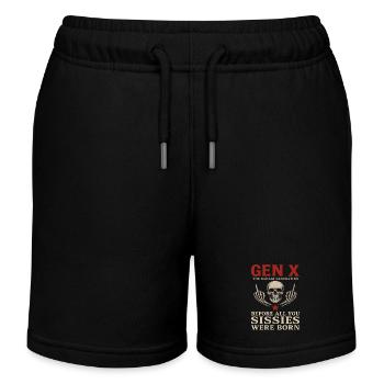 Gen X Skull Middle Finger Rebel - Kids Organic Sweat Shorts by Stanley/Stella - black - Front