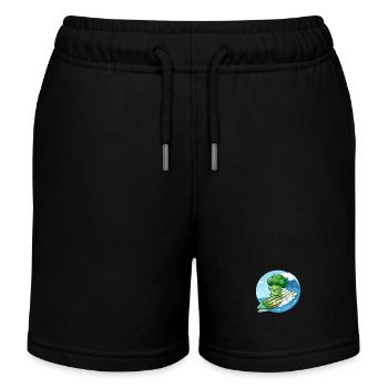 Broccoli surfs on asparagus - Kids Organic Sweat Shorts by Stanley/Stella - black - Front