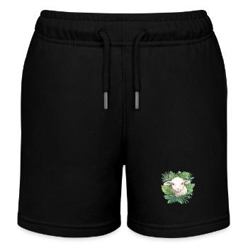 Sheep with leaves - Kids Organic Sweat Shorts by Stanley/Stella - black - Front