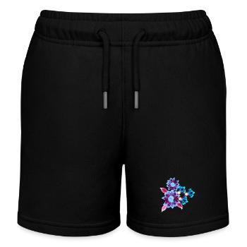Hypnotic flowers - Neon flowers - Kids Organic Sweat Shorts by Stanley/Stella - black - Front