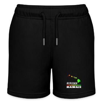 Hawaii Honolulu with Map / Gift Map - Kids Organic Sweat Shorts by Stanley/Stella - black - Front