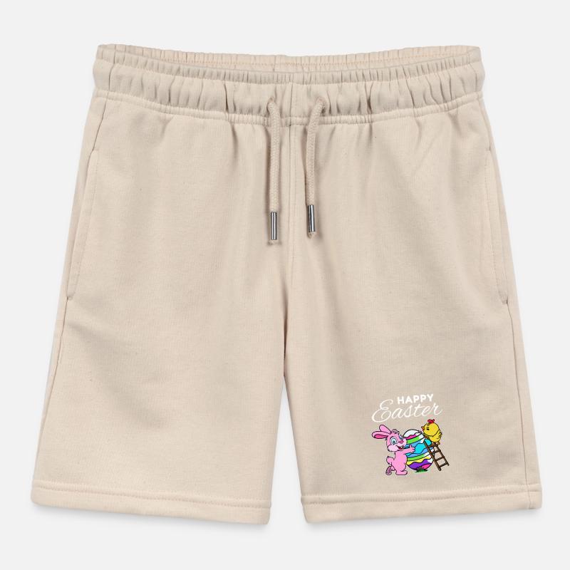 Happy easter bunny easter bunny chick hen egg Kids Organic Sweat Shorts by Stanley/Stella